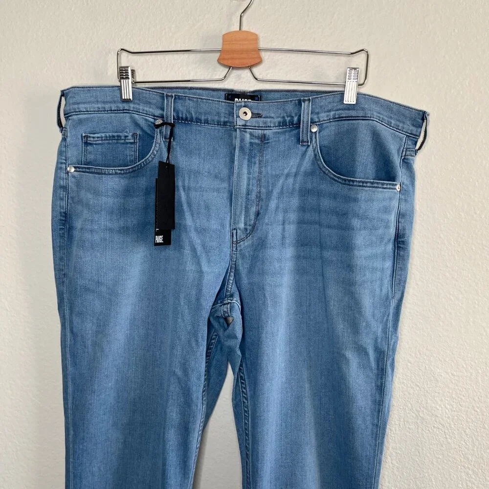 Paige Mens Lennox Slim Fit Jeans Size 40 Robby Light Blue Wash